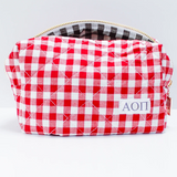 Sorority Gingham Quilted Makeup Bag