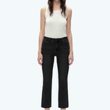 Mid Rise Straight Raw Edge Denim Jeans, Black