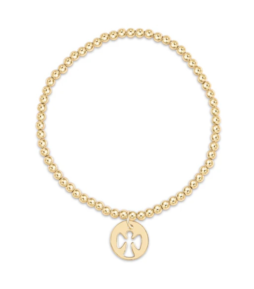 Classic Gold 3mm Bead Bracelet - Guardian Angel Gold Disc