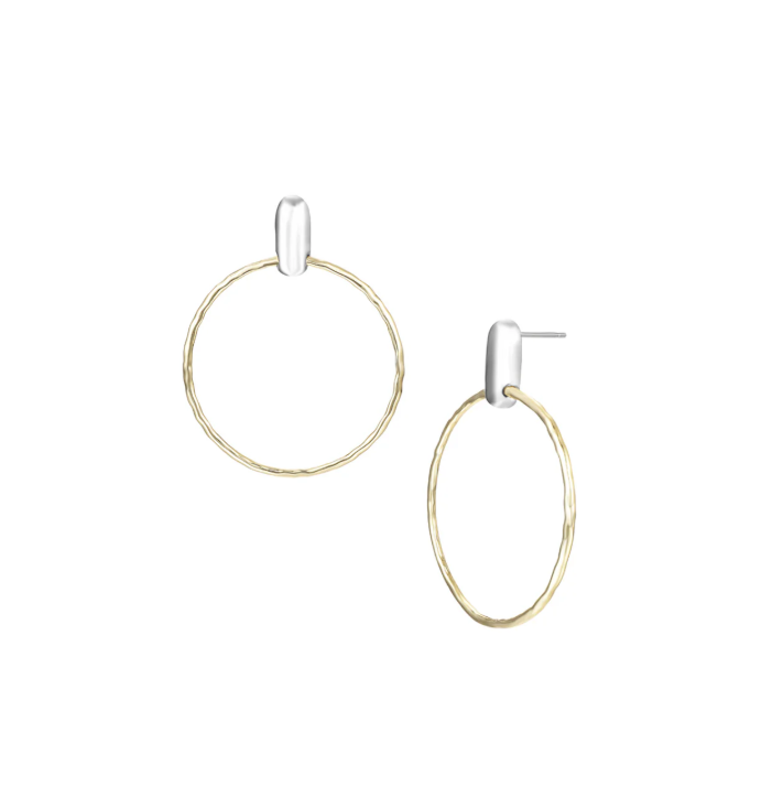 Horizon Circle Statement Earrings, Gold/Silver