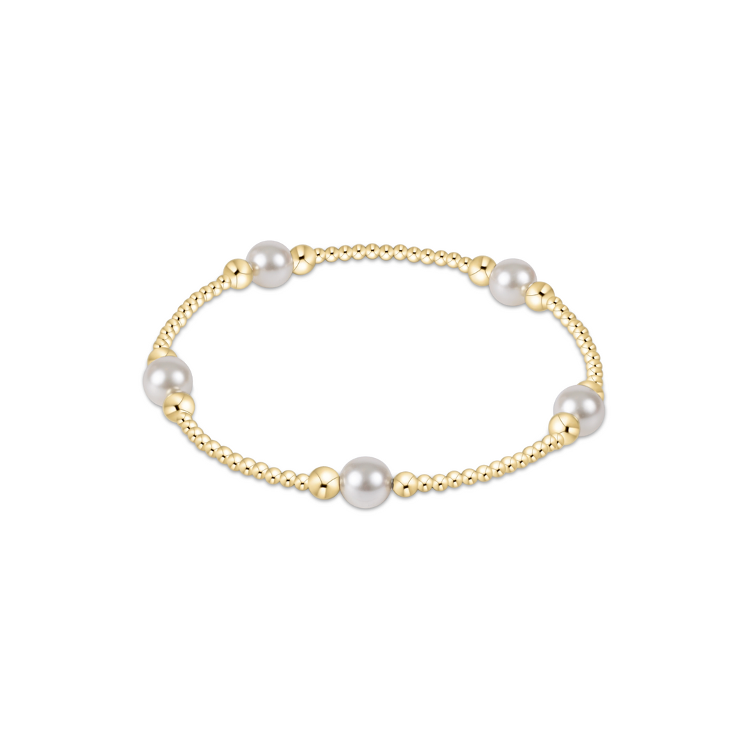 Classic Purpose Pattern 6mm Bead Bracelet, Pearl