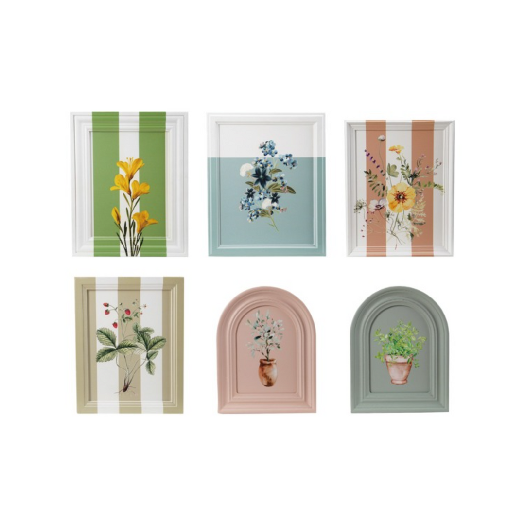 Botanical Painted Framed Wall, Set of 6