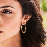 Berry Gem Medium Hoop Earrings, Blue Labradorite