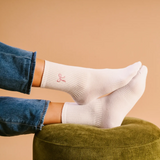 Embroidered Bow Crew Socks, Pink