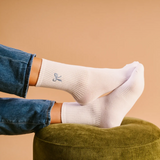 Embroidered Bow Crew Socks, Blue