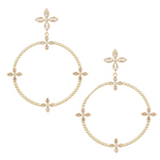 Radiant CZ Beaded Statement Earrings, Gold