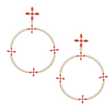 Radiant Beaded Statement Earrings, Red