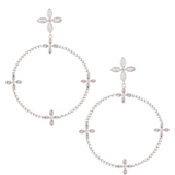 Radiant CZ Beaded Statement Earrings, Silver