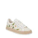 Azalia Sneakers, White Floral Raffia