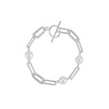 She's Spicy Pearl Chain Link Bracelet, Silver