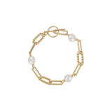 She's Spicy Pearl Chain Link Bracelet, Gold