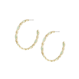 Bloom Hoop Earrings, Mint Enamel