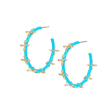 Sea Breeze Cross Hoop Earrings, Light Blue