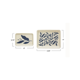 Stoneware Plates w/ Botanicals, Blue & Cream Color