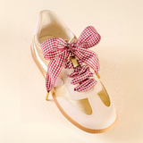 Step It Up Shoelaces, Burgundy Gingham