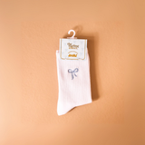Embroidered Bow Crew Socks, Blue