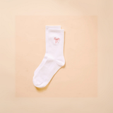 Embroidered Bow Crew Socks, Pink