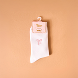 Embroidered Bow Crew Socks, Pink