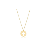 16" Necklace Gold, Blessed Gold Disc