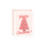 Pink Christmas Tree Greeting Card