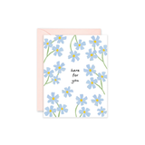 Here For You Blue Flowers Sympathy Greeting Card