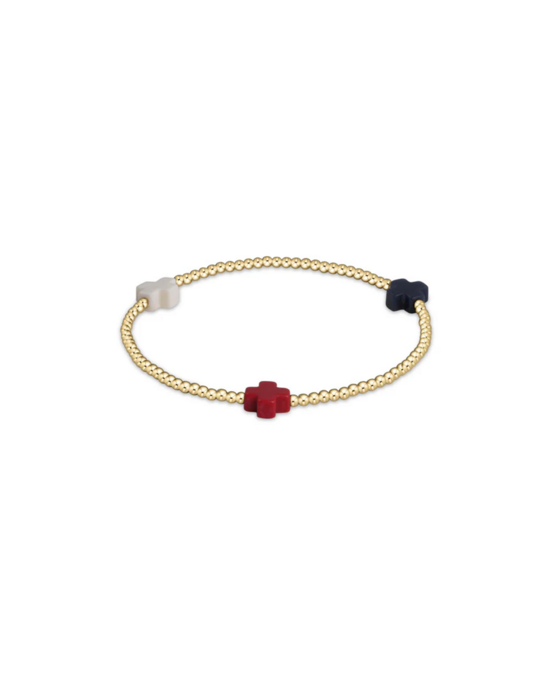 Signature Cross Gold Pattern 2mm Bead Bracelet Firecracker