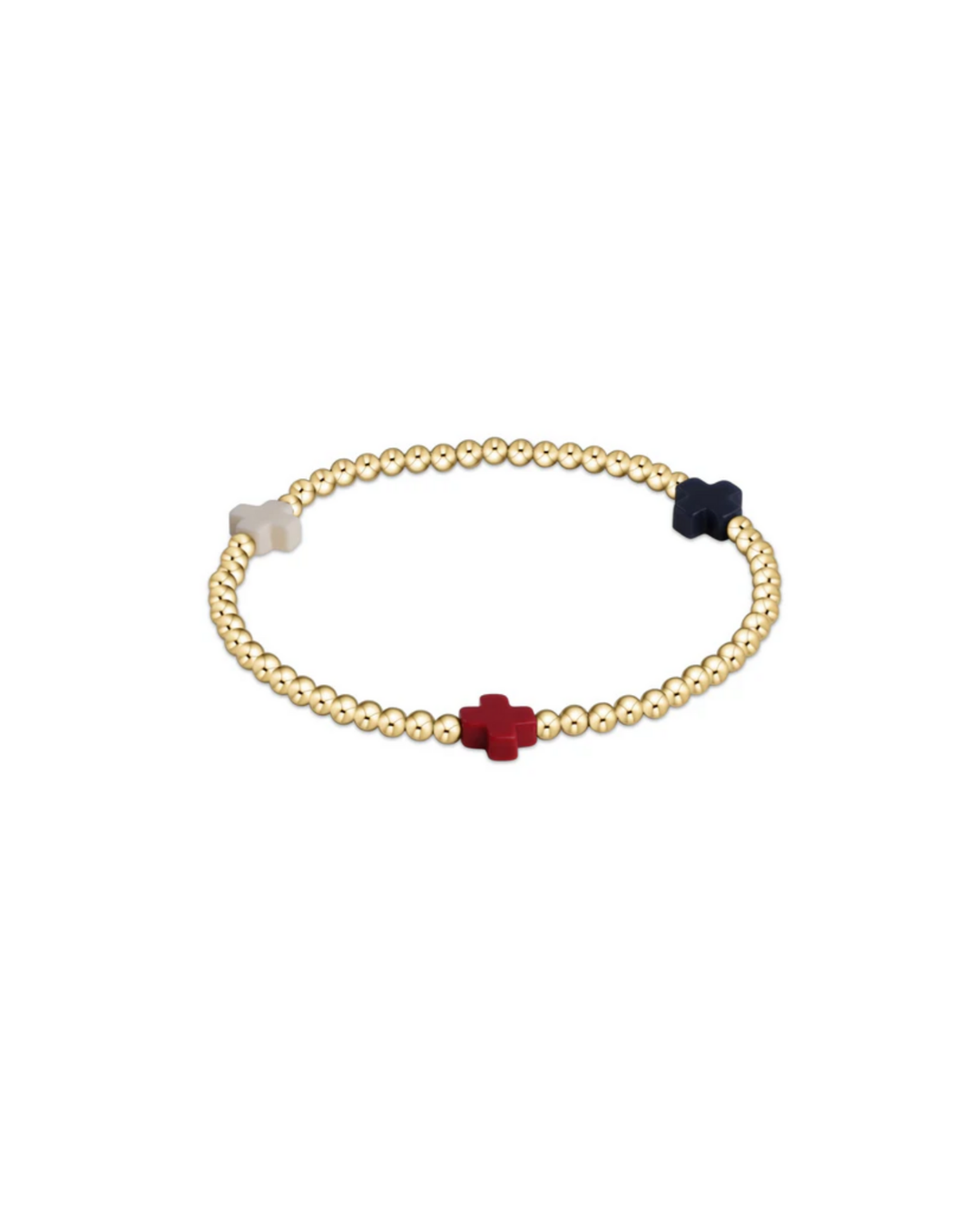 Signature Cross Gold Pattern 3mm Bead Bracelet Firecracker