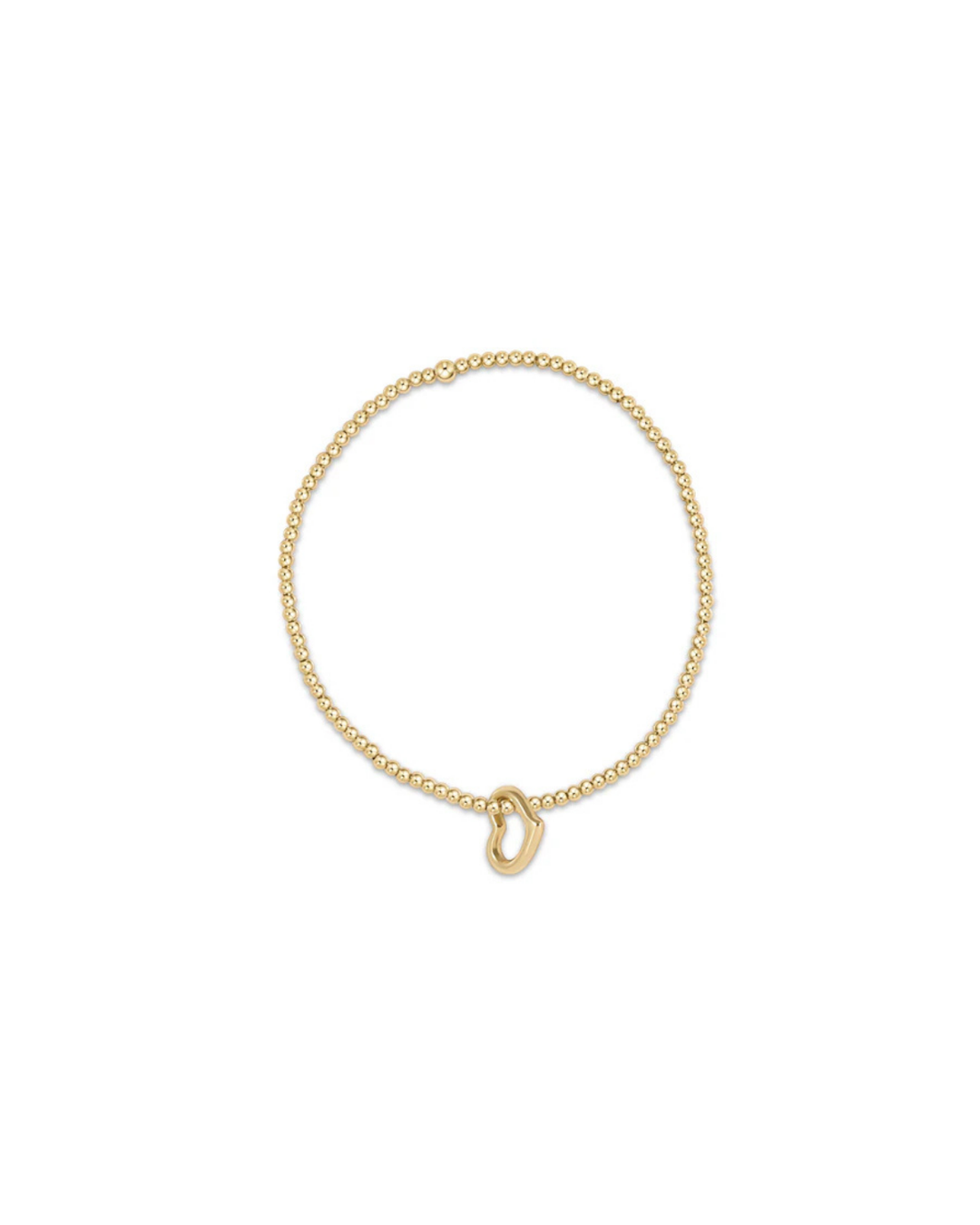 Classic Gold 2.5mm Bead Bracelet, Love Gold Charm