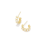 Cailin Crystal Huggie Earrings, Ivory MOP