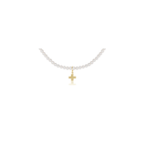 15" Choker Classic Pearl 3mm Bead Signature Cross