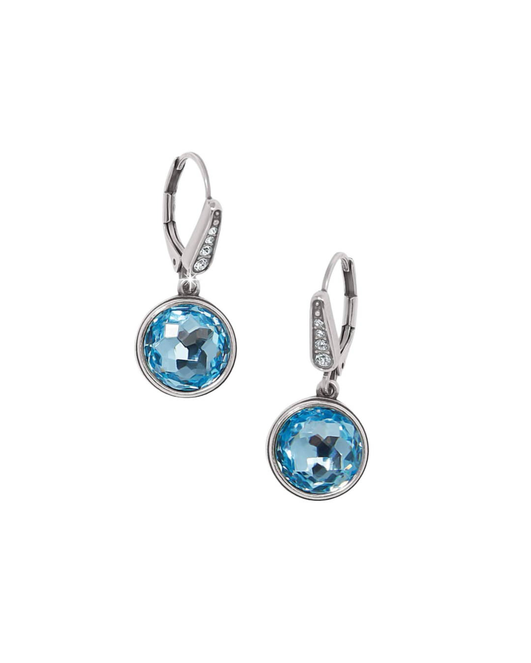 Meridian Aurora Leverback Earrings, Silver Aqua