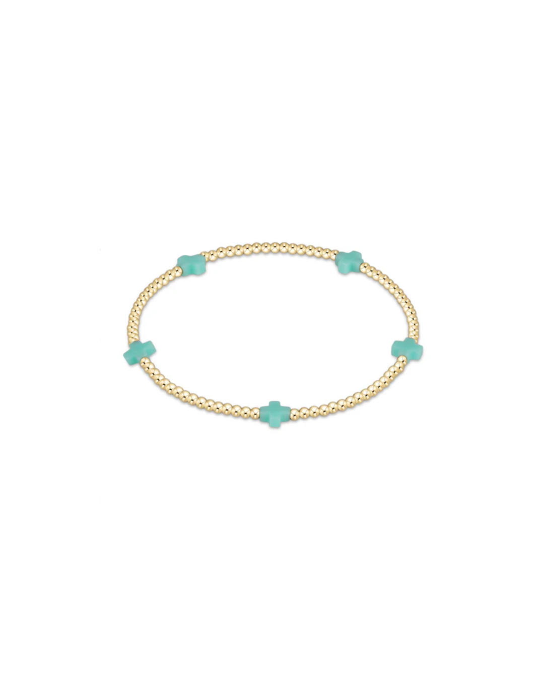 Signature Cross Small Gold Pattern 2mm Bracelet, Mint