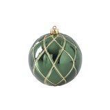 4" Green w Gold Glitter Shatterproof Ornament