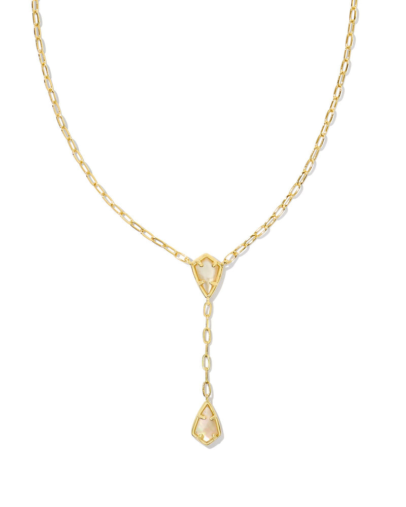Camry Gold Y Necklace in Golden Abalone