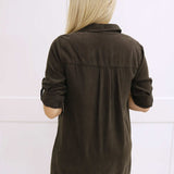 Long Sleeve A-Line Dress, Quartz Brown