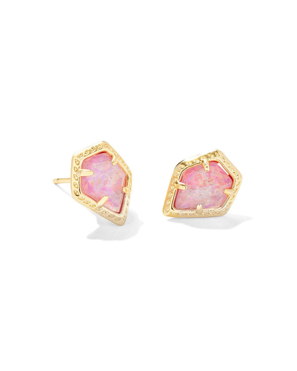 Framed Tessa Gold Stud Earring in Luster Rose Pink Opal