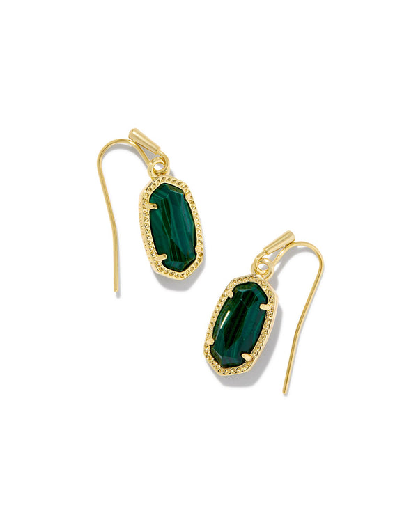 Lee Gold Earrings, Green Malachite