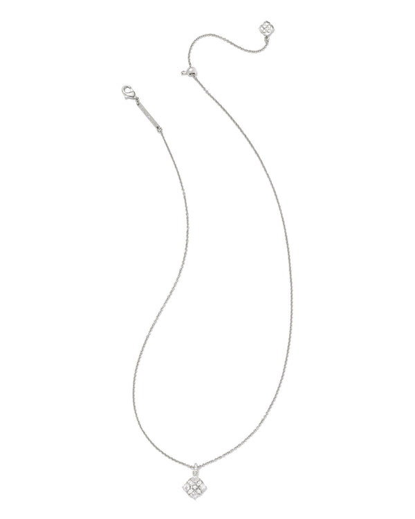 Dira Silver Pendant Necklace, White Crystal