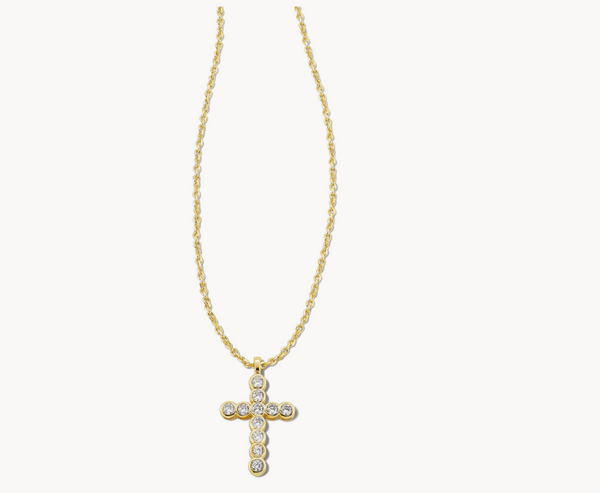 Cross Crystal Gold Pendant Necklace