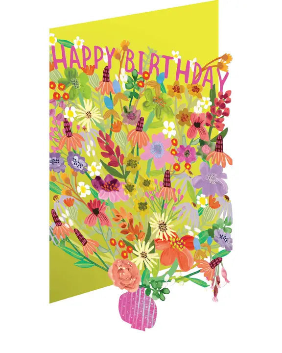 Bright Flowers Laser Cut Birthday Card