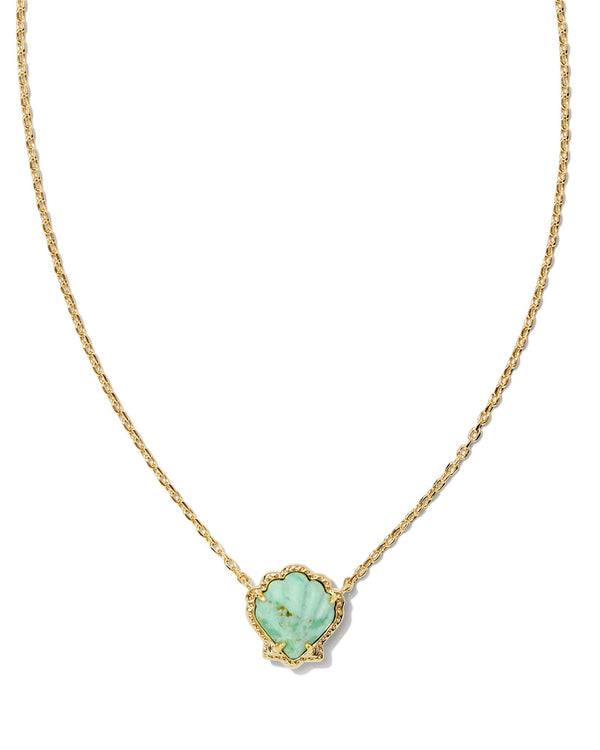 Brynne Gold Shell Pendant Necklace, Sea Green Chrysocolla