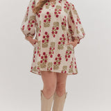 By All Means Mini Dress, Red/Ecru