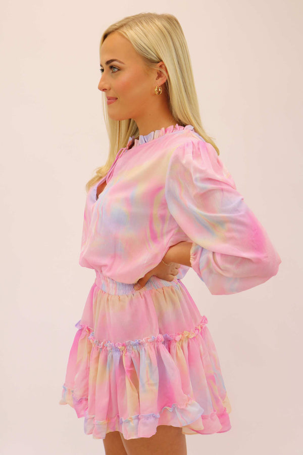 Freya Dress, Pink Aurora