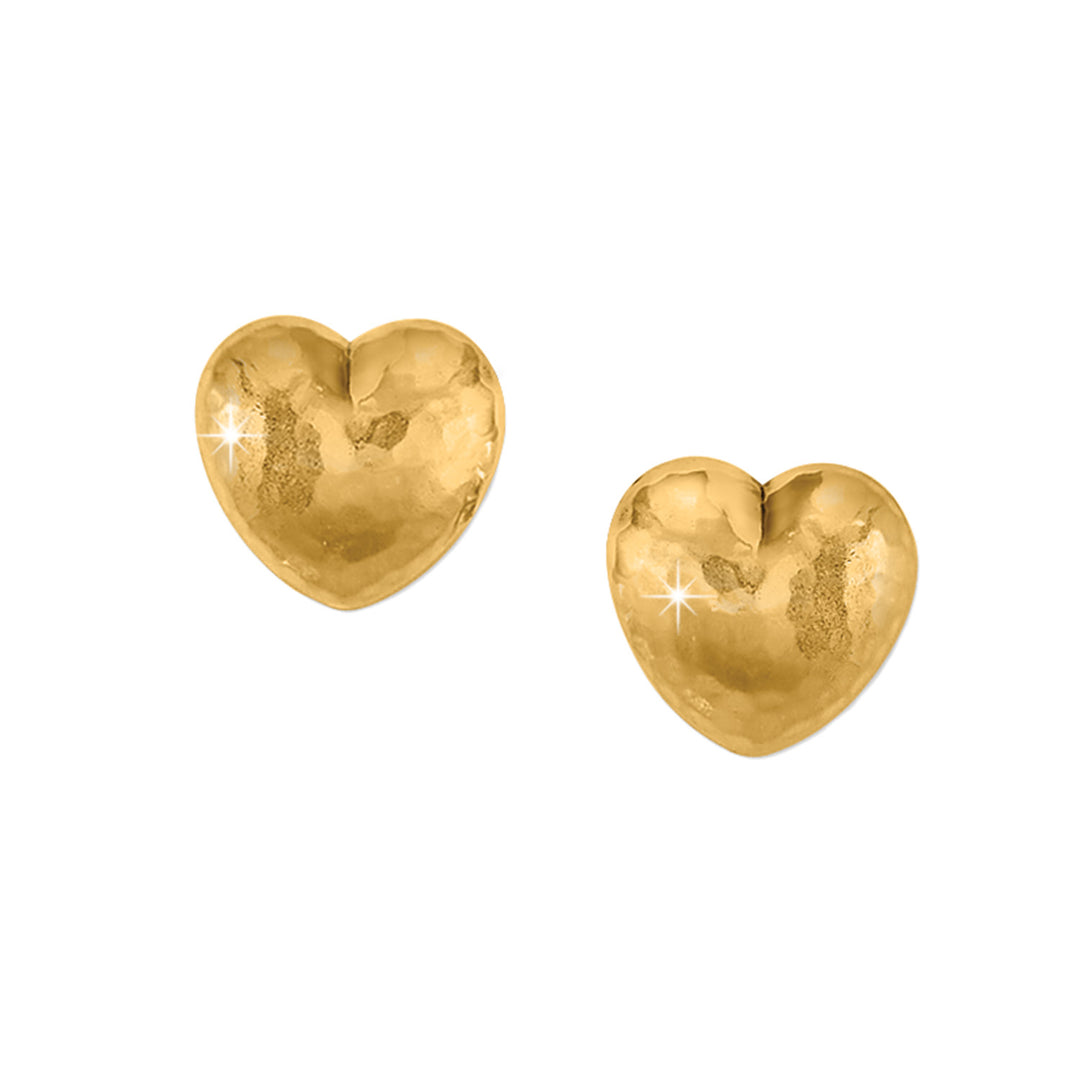 Trianon Heart Small Post Earrings, Gold