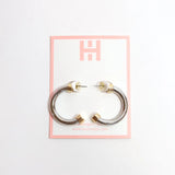 Silver Hoops With Gold Caps
