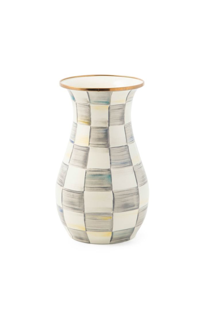 Sterling Check Tall Vase