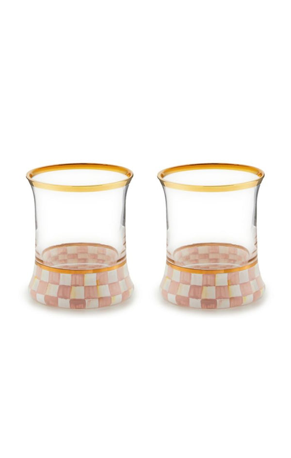 Rosy Check Tumbler Glass, Set of 2