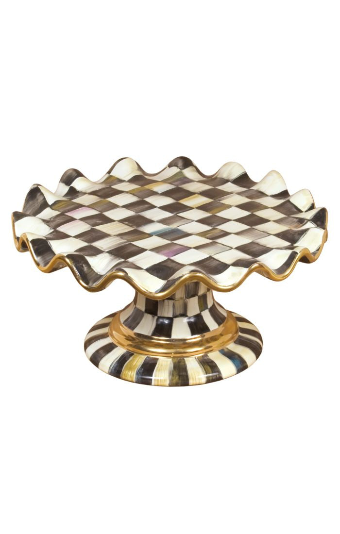 Courtly Check Ceramic Fluted Cake Stand