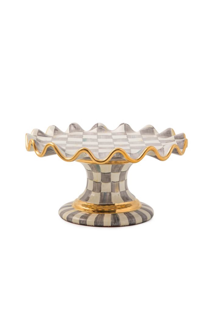 Sterling Check Ceramic Fluted Cake Stand