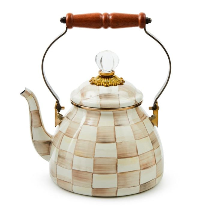 Mocha Check 2 Quart Tea Kettle